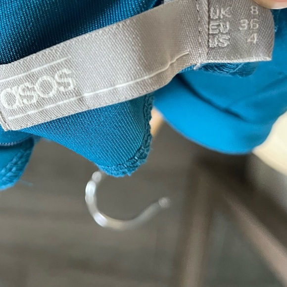 ASOS|Teal Midi high neck pencil dress with cut out back and shoulder detail••• - Picture 10 of 14